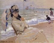 Claude Monet Camille on the Beach at Trouville oil on canvas